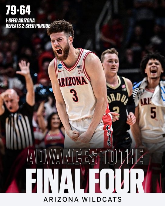 九游体育最新网址-亚利桑那大学淘汰普渡大学晋级4强 25年来首次打进NCAA锦标赛4强